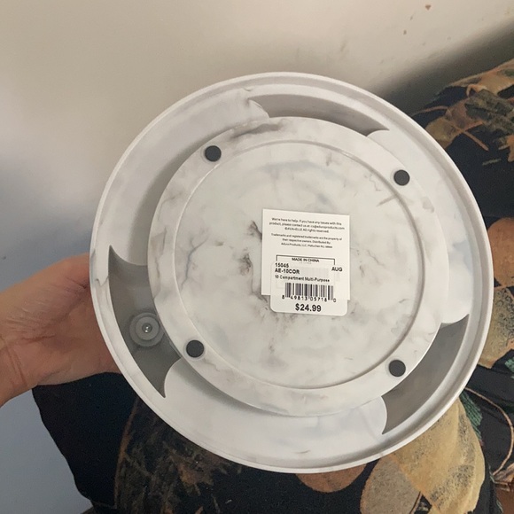 Relisted 10 compartment multi use revolving organizer faux marble look - Picture 11 of 12